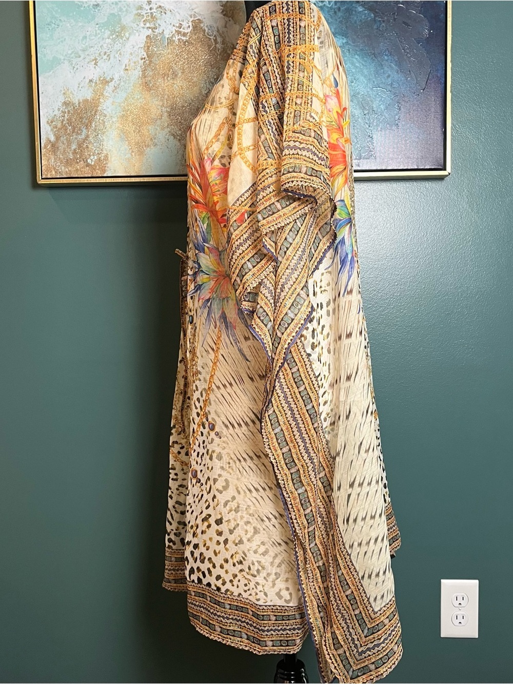 Boho Floral Leopard Printed Cover Up - Picture 3 of 8